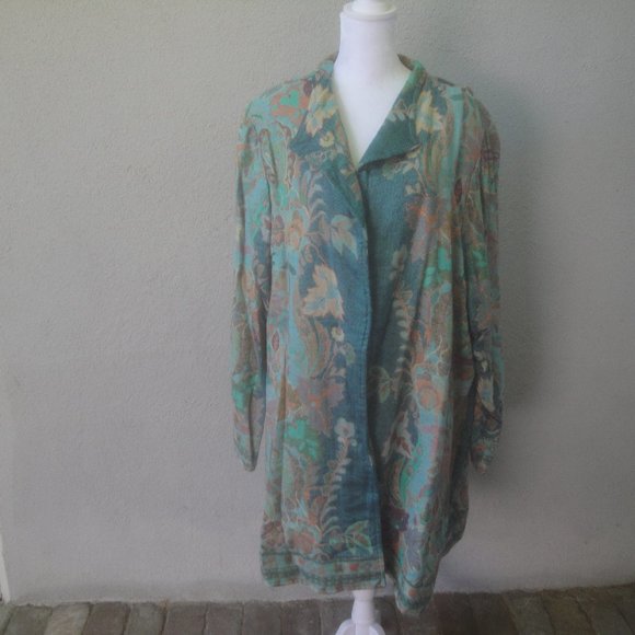 Soft Surroundings Rayon-Wool Blend Printed Bohemian Style Open Duster 3X - Picture 5 of 5